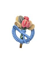 Load image into Gallery viewer, 1940s Make Do and Mend Blue Tulip Wirework Brooch
