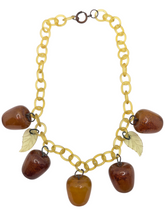Load image into Gallery viewer, 1940s RARE Bakelite Apple Celluloid Chain Necklace
