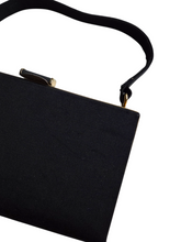 Load image into Gallery viewer, 1940s Small Black Grosgrain Box Bag
