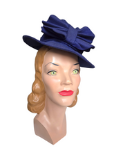 Load image into Gallery viewer, 1940s Bright Colbalt Blue Felt Hat
