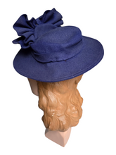 Load image into Gallery viewer, 1940s Bright Colbalt Blue Felt Hat
