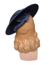 Load image into Gallery viewer, 1940s Dark Dusky Blue Velvet Leaf Tilt Hat
