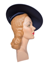 Load image into Gallery viewer, 1940s Dark Dusky Blue Velvet Leaf Tilt Hat

