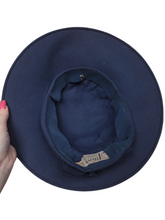Load image into Gallery viewer, 1940s Dark Dusky Blue Velvet Leaf Tilt Hat
