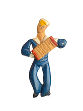 Load image into Gallery viewer, 1940s World War Two Carved Wood Sailor With Accordian Brooch
