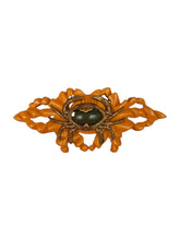 Load image into Gallery viewer, 1940s RARE Carved Bakelite and Metal Crab Brooch
