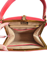 Load image into Gallery viewer, Early 1950s Coral Red Leather Bag
