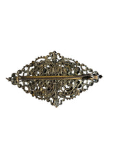 Load image into Gallery viewer, 1930s Czech Blue Satin Glass Filigree Brooch
