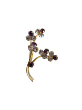 Load image into Gallery viewer, 1950s Purple and Pink Glass Flower Spray Brooch
