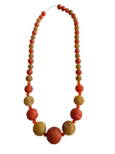 Load image into Gallery viewer, 1940s Dark Orange and Olive Green Galalith Necklace
