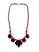 Load image into Gallery viewer, 1930s Deco Navy Blue and Red Glass Necklace
