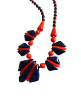 Load image into Gallery viewer, 1930s Deco Navy Blue and Red Glass Necklace
