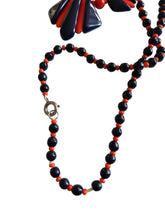 Load image into Gallery viewer, 1930s Deco Navy Blue and Red Glass Necklace
