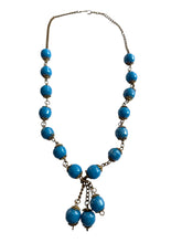 Load image into Gallery viewer, 1930s Blue Glass Lariat Necklace
