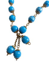 Load image into Gallery viewer, 1930s Blue Glass Lariat Necklace
