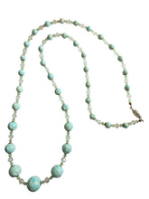 Load image into Gallery viewer, 1930s Long Icy Blue Textured Glass Necklace
