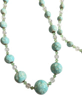 Load image into Gallery viewer, 1930s Long Icy Blue Textured Glass Necklace
