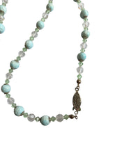 Load image into Gallery viewer, 1930s Long Icy Blue Textured Glass Necklace
