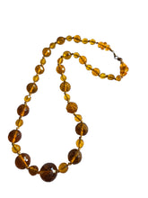 Load image into Gallery viewer, 1930s Long Orange Faceted Glass Necklace
