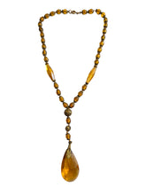 Load image into Gallery viewer, 1930s Orange/Brown Dangle Glass Necklace
