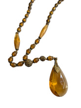 Load image into Gallery viewer, 1930s Orange/Brown Dangle Glass Necklace
