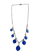 Load image into Gallery viewer, 1930s Blue Faceted Glass Dangly Necklace
