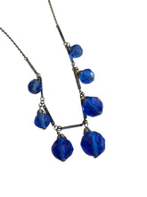 Load image into Gallery viewer, 1930s Blue Faceted Glass Dangly Necklace
