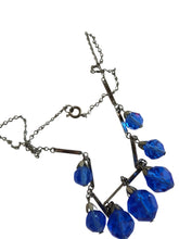 Load image into Gallery viewer, 1930s Blue Faceted Glass Dangly Necklace
