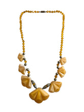 Load image into Gallery viewer, 1930s Art Deco Orange Fan/Shell Necklace
