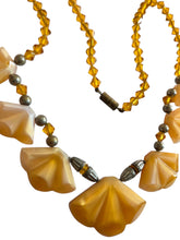 Load image into Gallery viewer, 1930s Art Deco Orange Fan/Shell Necklace
