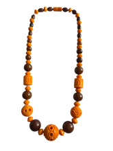 Load image into Gallery viewer, 1940s Orange and Brown Galalith Necklace
