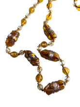 Load image into Gallery viewer, 1920s Rare Venetian Murano Brown Wedding Cake Glass Necklace

