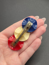 Load image into Gallery viewer, 1940s Red, White and Blue Celluloid Flower Brooch
