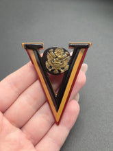 Load image into Gallery viewer, 1940s World War Two Extremely RARE Layered Bakelite Victory Brooch
