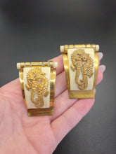 Load image into Gallery viewer, 1930s Art Deco Jean Painleve Cream Seahorse Dress Clip Set
