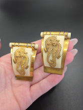 Load image into Gallery viewer, 1930s Art Deco Jean Painleve Cream Seahorse Dress Clip Set
