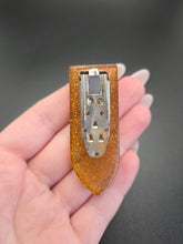Load image into Gallery viewer, 1940s Apple Juice Confetti Bakelite Dress Clip
