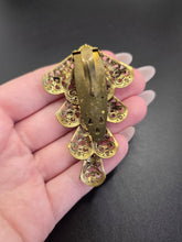 Load image into Gallery viewer, 1930s Czech Gold Tone Filigree Dress Clip With Stones
