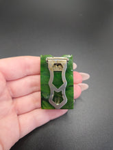 Load image into Gallery viewer, 1940s Chunky Green Bakelite and Metal Dress Clip
