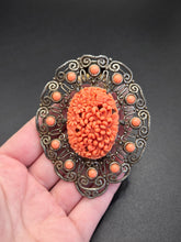 Load image into Gallery viewer, 1930s Huge Rare Czech Filigree and Coral Pink Celluloid Dress Clip
