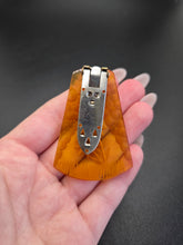 Load image into Gallery viewer, 1940s Apple Juice Carved Bakelite Dress Clip
