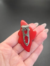 Load image into Gallery viewer, 1940s Red Carved Bakelite Dress Clip
