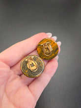 Load image into Gallery viewer, 1940s Marmalade and Spinach Huge Chunky Dome Bakelite Earrings

