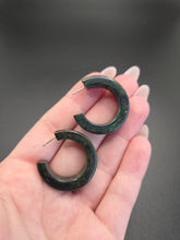 Load image into Gallery viewer, 1940s Blue Moon Bakelite Hoop Earrings
