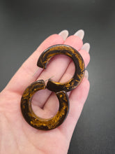 Load image into Gallery viewer, 1940s Big Brown Marbled Bakelite Hoop Earrings
