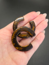 Load image into Gallery viewer, 1940s Big Brown Marbled Bakelite Hoop Earrings
