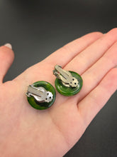 Load image into Gallery viewer, 1940s Green/Yellow Marbled Bakelite Earrings
