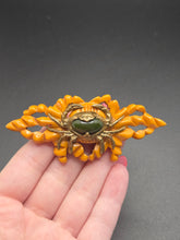 Load image into Gallery viewer, 1940s RARE Carved Bakelite and Metal Crab Brooch
