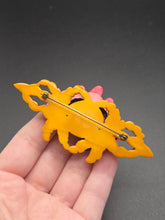Load image into Gallery viewer, 1940s RARE Carved Bakelite and Metal Crab Brooch
