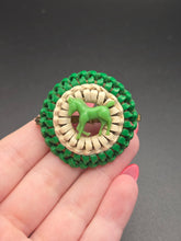 Load image into Gallery viewer, 1940s Make Do and Mend Green Horse Wirework Brooch
